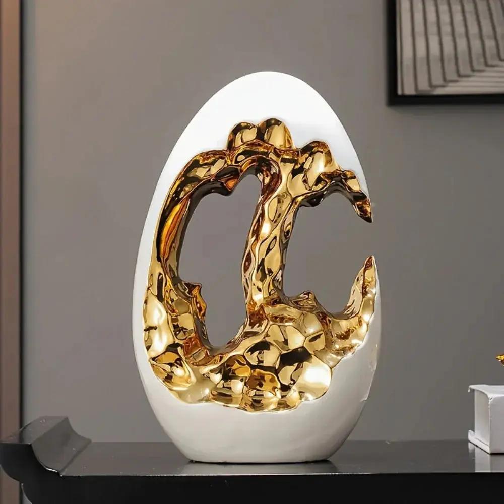 Modern White Figurine with Gold Accents for Your Stylish Home by House Of Avana