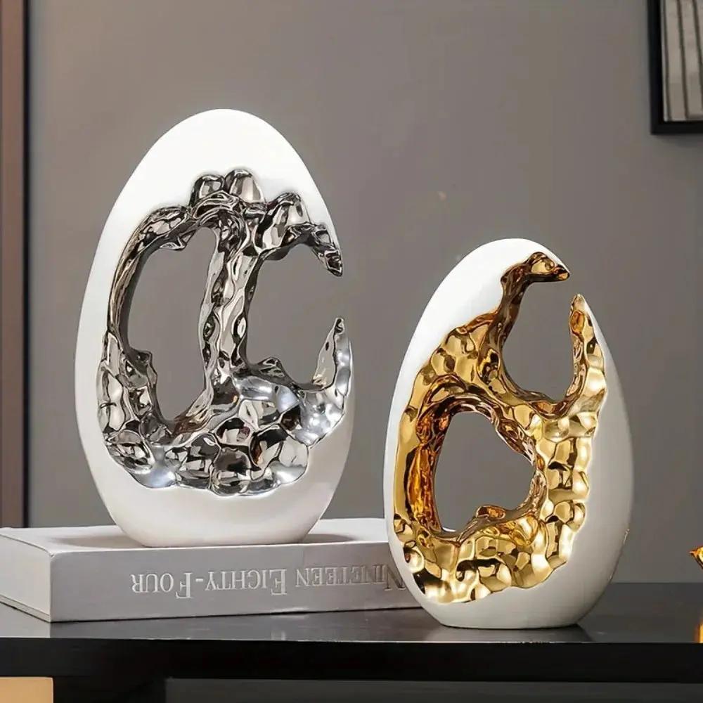 Modern White Figurine with Gold Accents for Your Stylish Home by House Of Avana