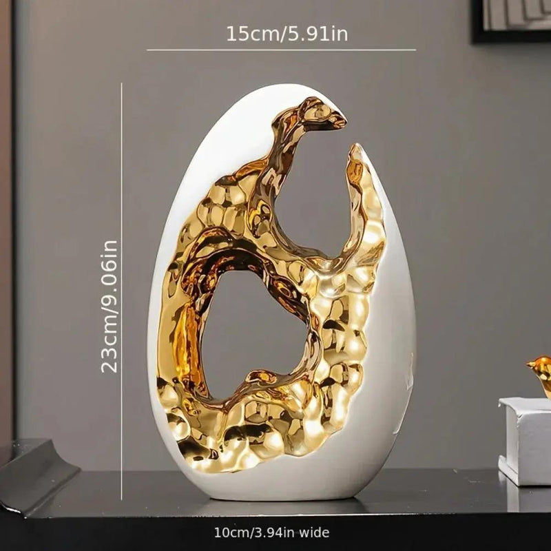 Modern White Figurine with Gold Accents for Your Stylish Home by House Of Avana