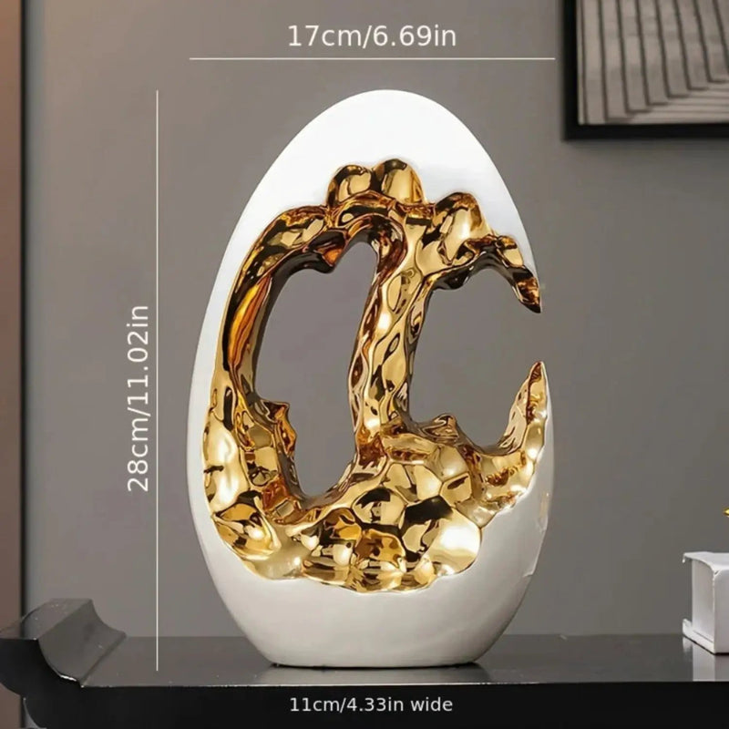 Modern White Figurine with Gold Accents for Your Stylish Home by House Of Avana