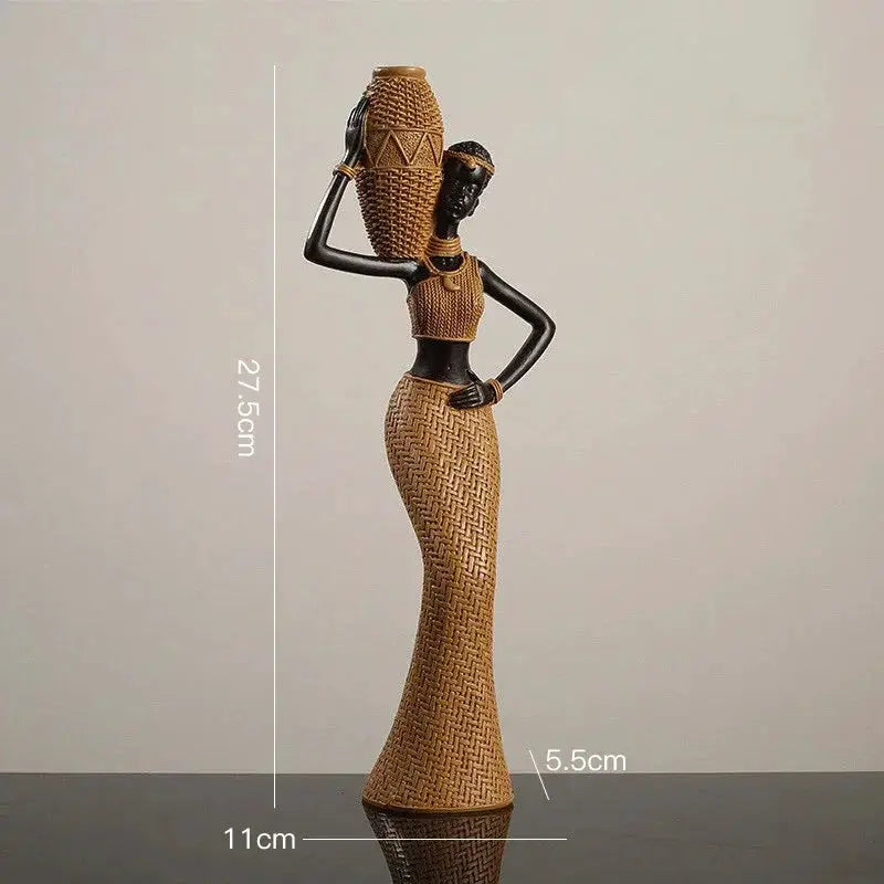 African Tribal Woman Bowl Holder Decorative Statue by House Of Avana