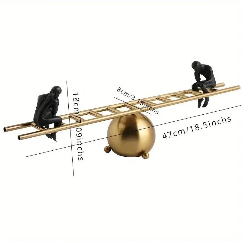 Abstract Ladder Balance Sculpture – Modern Thinker Figurine Table Decor by House Of Avana