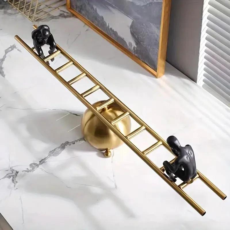 Abstract Ladder Balance Sculpture – Modern Thinker Figurine Table Decor by House Of Avana