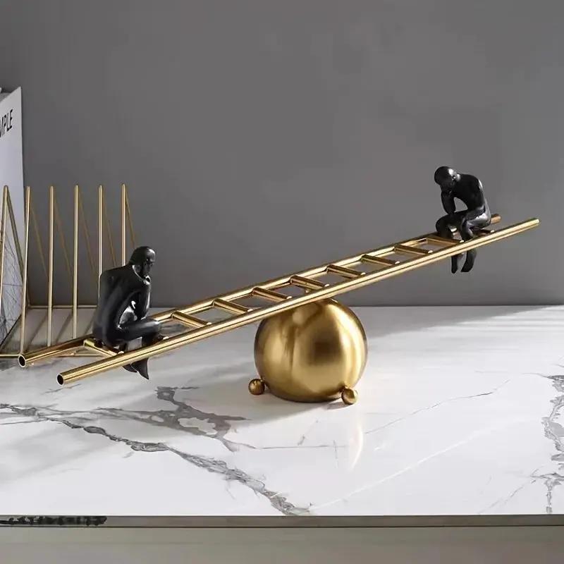 Abstract Ladder Balance Sculpture – Modern Thinker Figurine Table Decor by House Of Avana