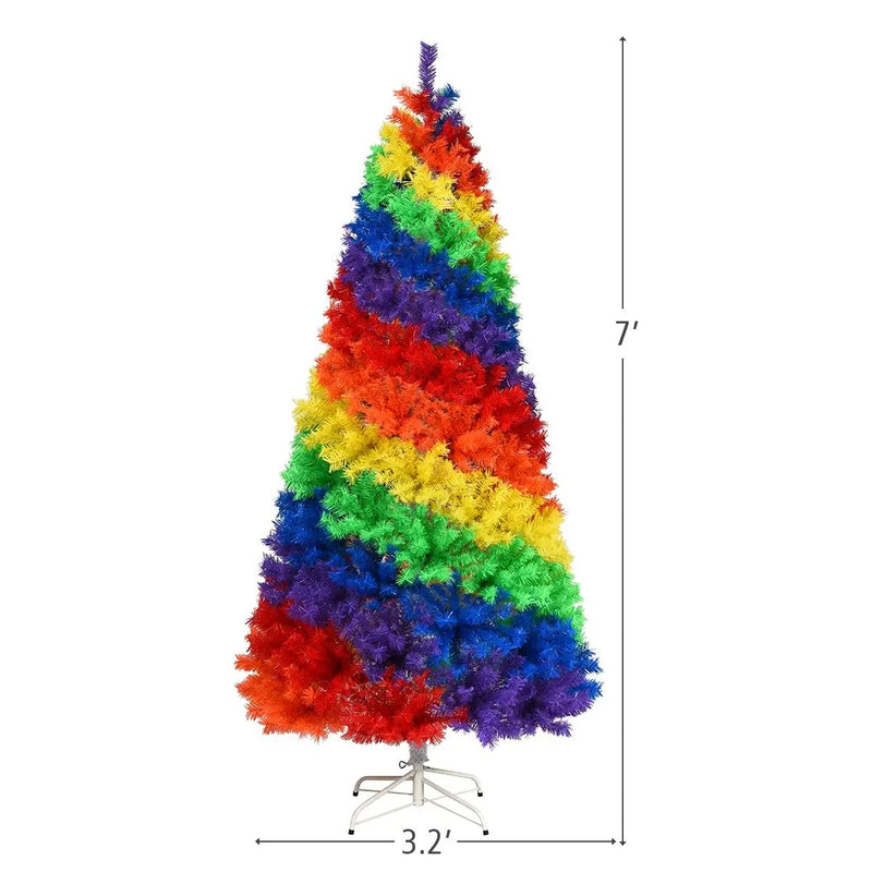 7 Feet Artificial Hinged Traditional Christmas Tree with Metal Stand by DirectDeals