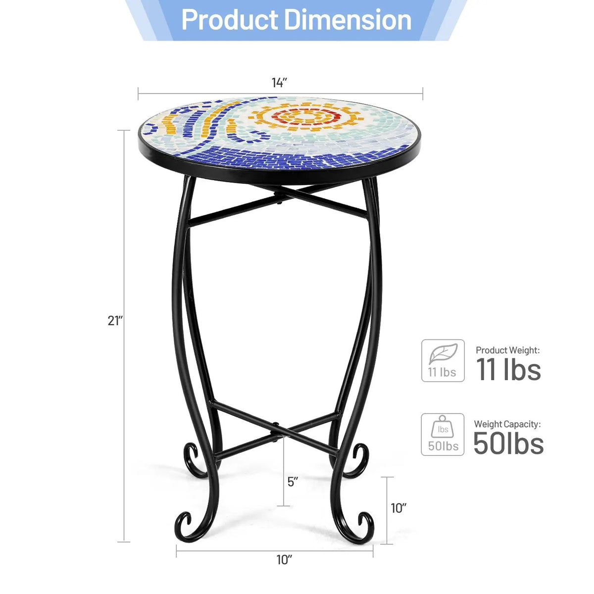 Outdoor Indoor Steel Accent Plant Stand Cobalt Table, photo 5 of 10