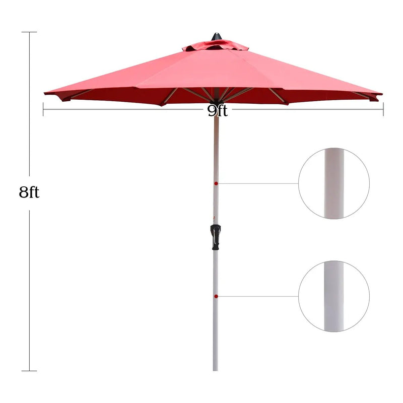 9 Feet Patio Outdoor Market Umbrella with Aluminum Pole without Weight Base by DirectDeals