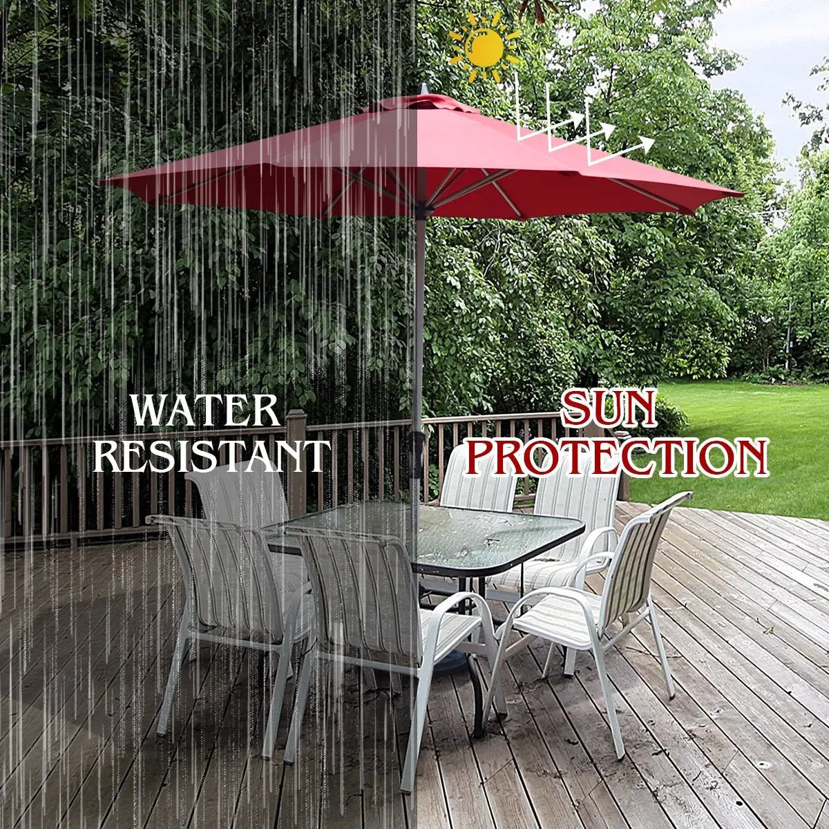 9 Feet Patio Outdoor Market Umbrella with Aluminum Pole without Weight Base, photo 7 of 17