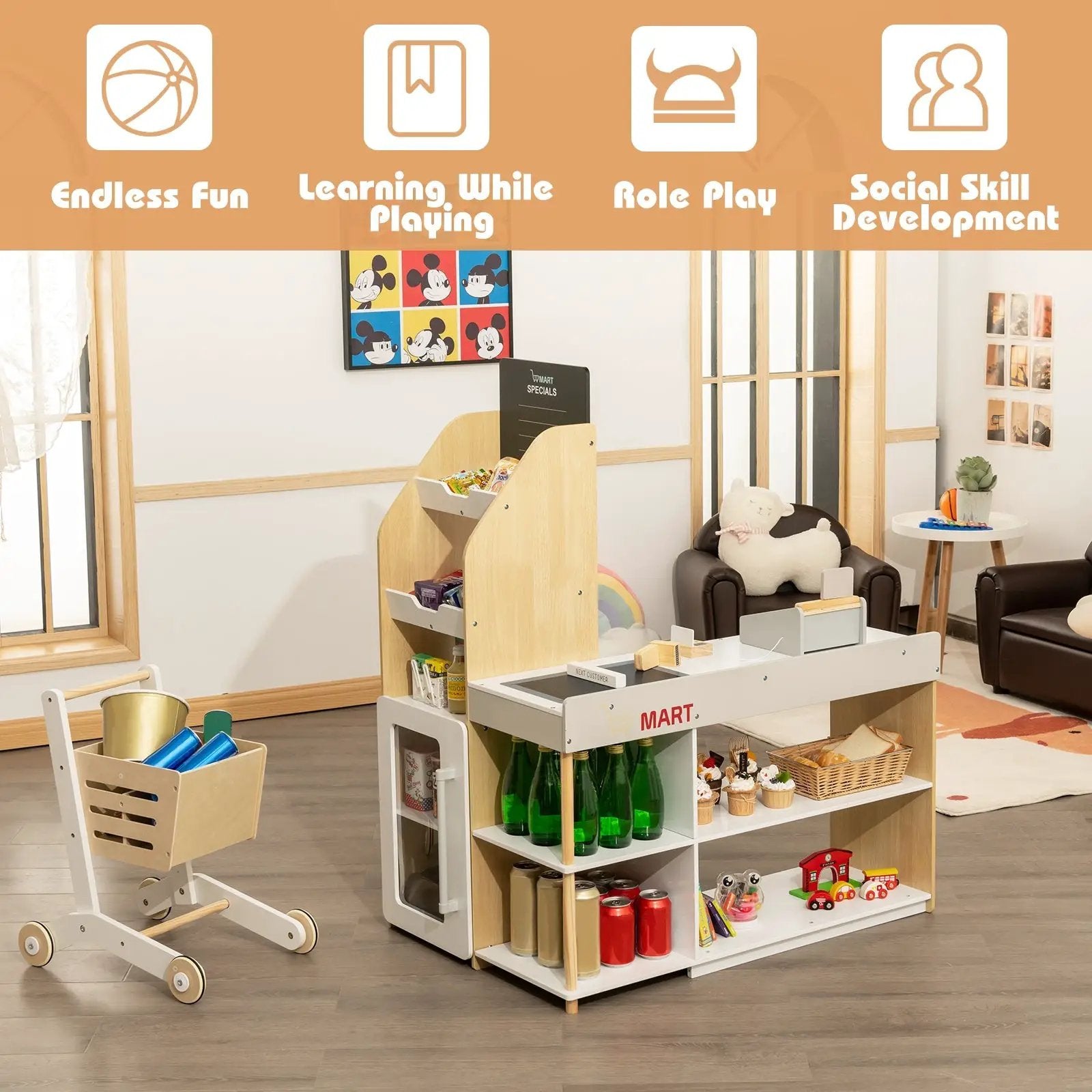 Grocery Store Playset Pretend Play Supermarket Shopping Set by DirectDeals