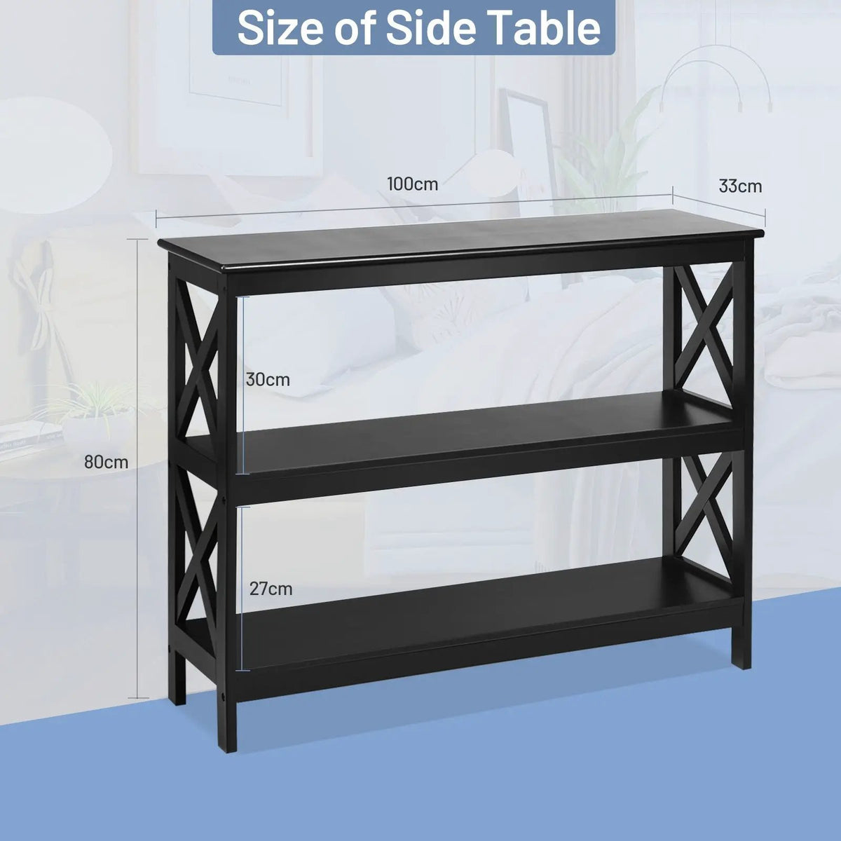 3-Tier Console X-Design Sofa Side Accent Table, photo 12 of 24