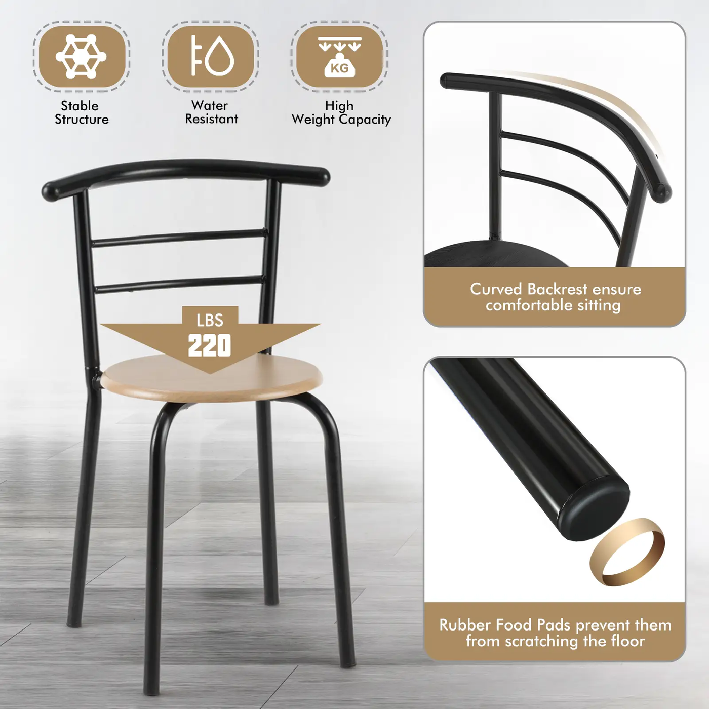 3 pcs Home Kitchen Bistro Pub Dining Table 2 Chairs Set by DirectDeals