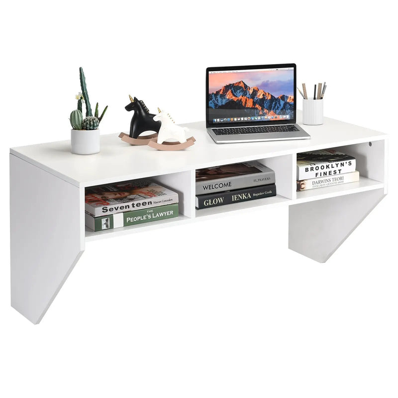 Wall Mounted Floating Computer Table Desk Storage Shelf-White by DirectDeals