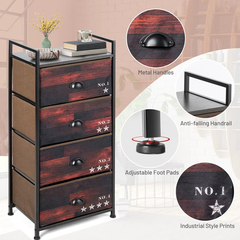 Industrial 4 Fabric Drawers Storage Dresser with Fabric Drawers and Steel Frame by DirectDeals