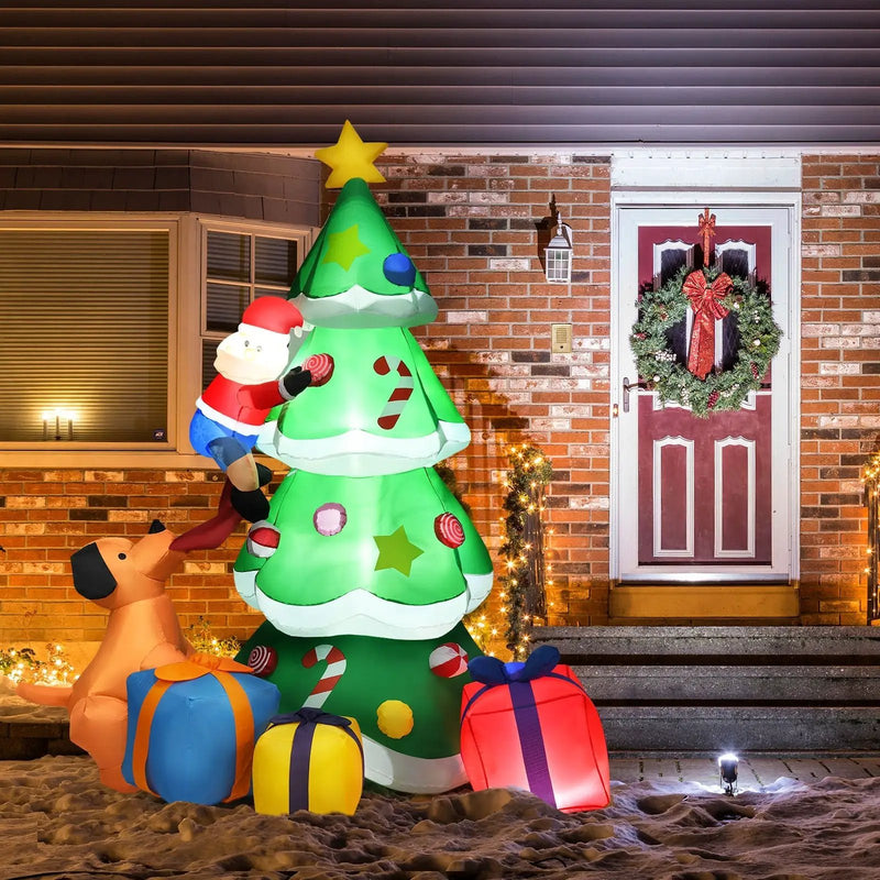 7 Feet Inflatable Christmas Tree Santa Decor with LED Lights by DirectDeals