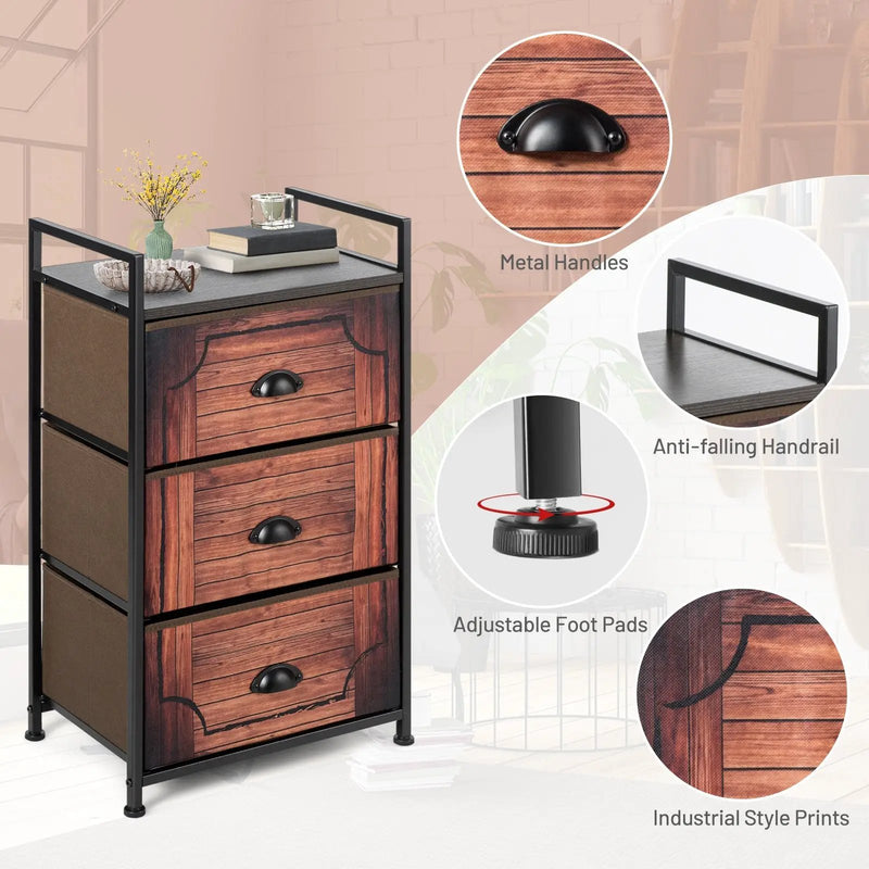 Industrial 3-Layers Fabric Dresser with Fabric Drawers and Steel Frame by DirectDeals
