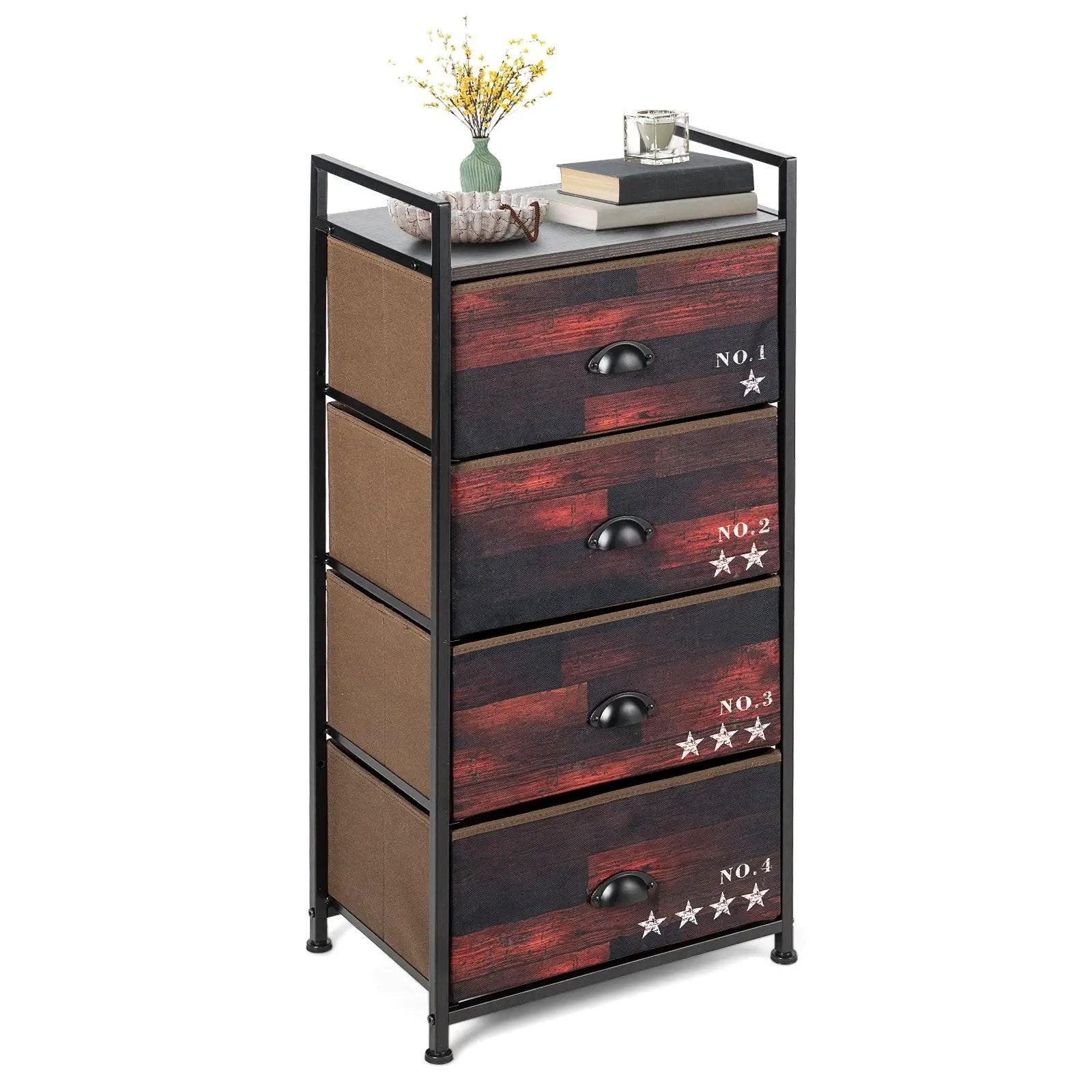 Industrial 4 Fabric Drawers Storage Dresser with Fabric Drawers and Steel Frame by DirectDeals
