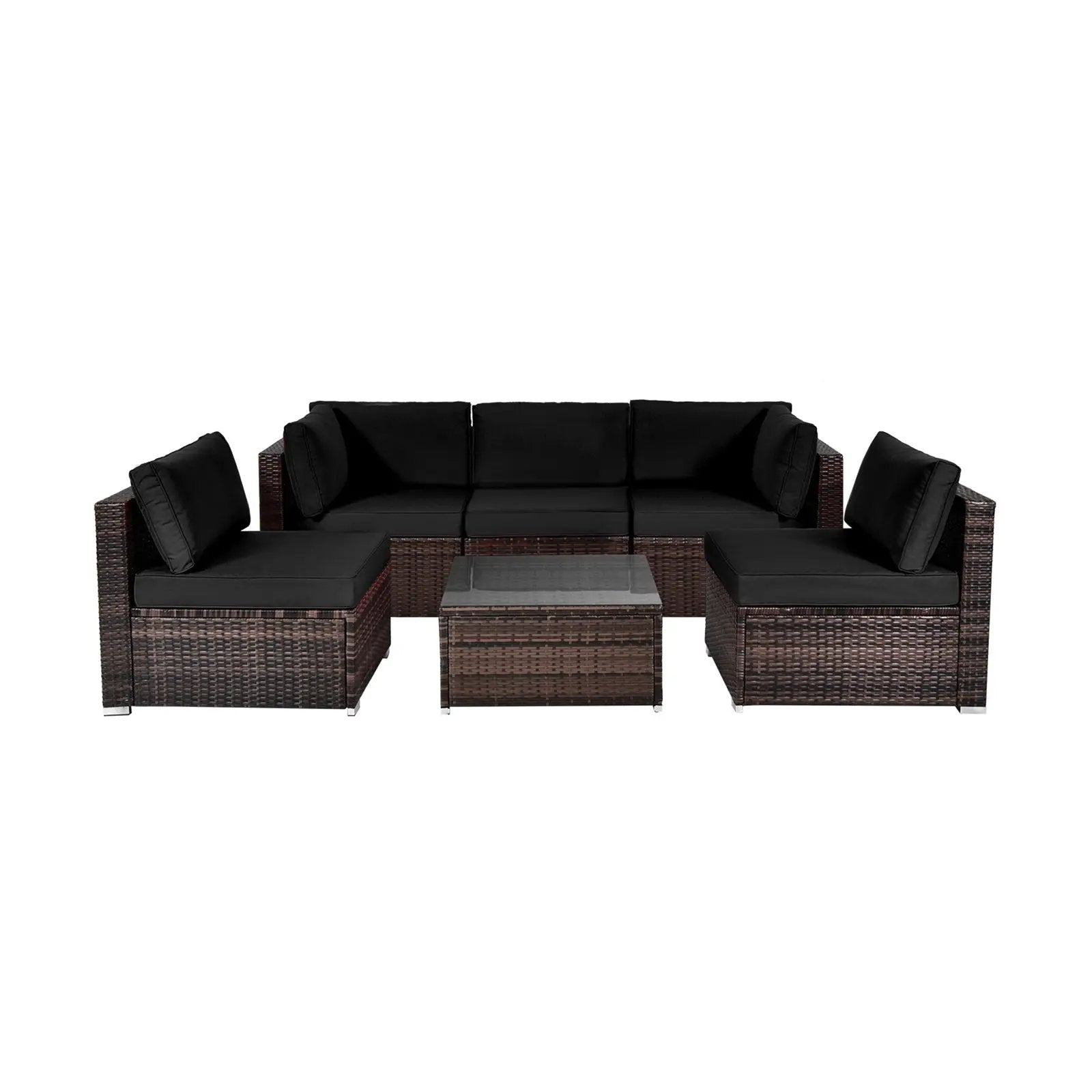 6 Pieces Patio Rattan Furniture Set with Cushions by DirectDeals