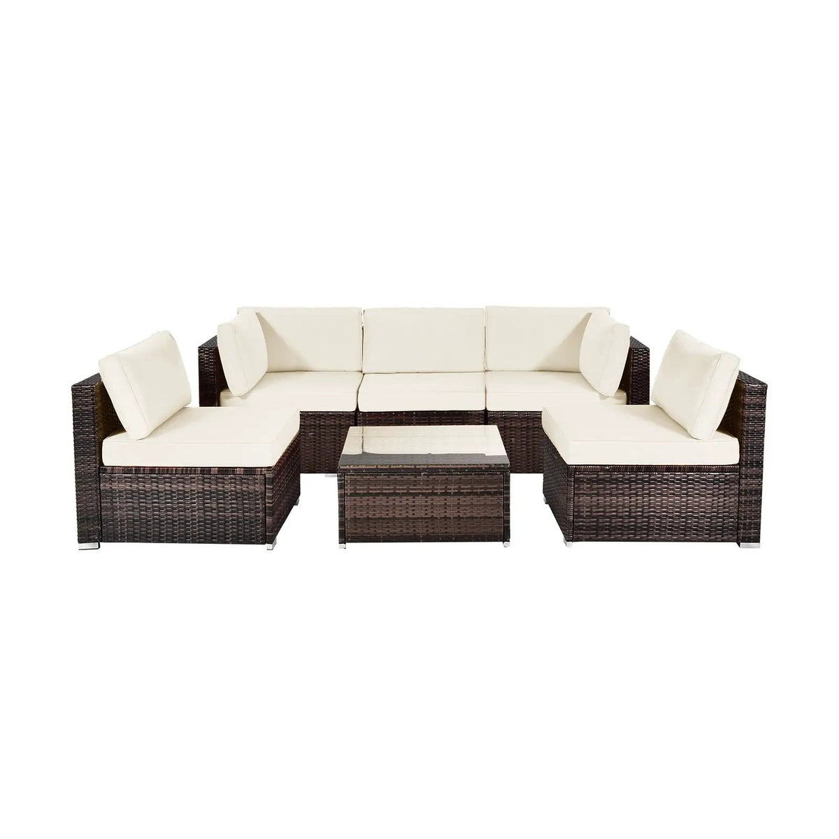 6 Pieces Patio Rattan Furniture Set with Cushions by DirectDeals