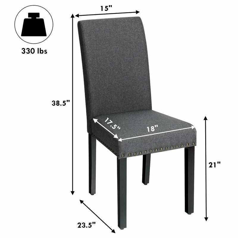Set of 2 Fabric Upholstered Dining Chairs with Nailhead by DirectDeals