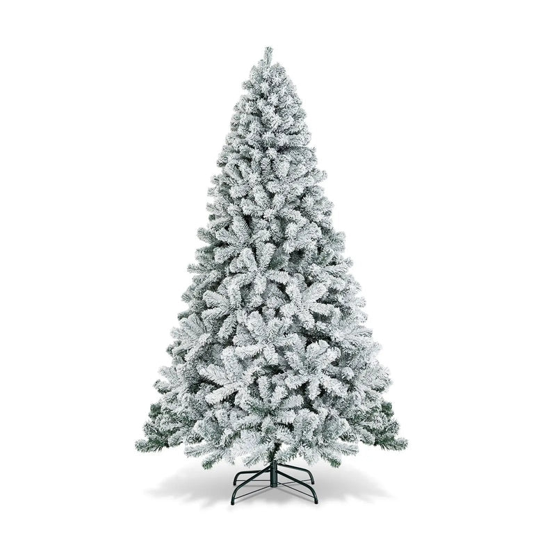 7.5 Feet Snow Flocked Hinged Artificial Christmas Tree without Lights by DirectDeals
