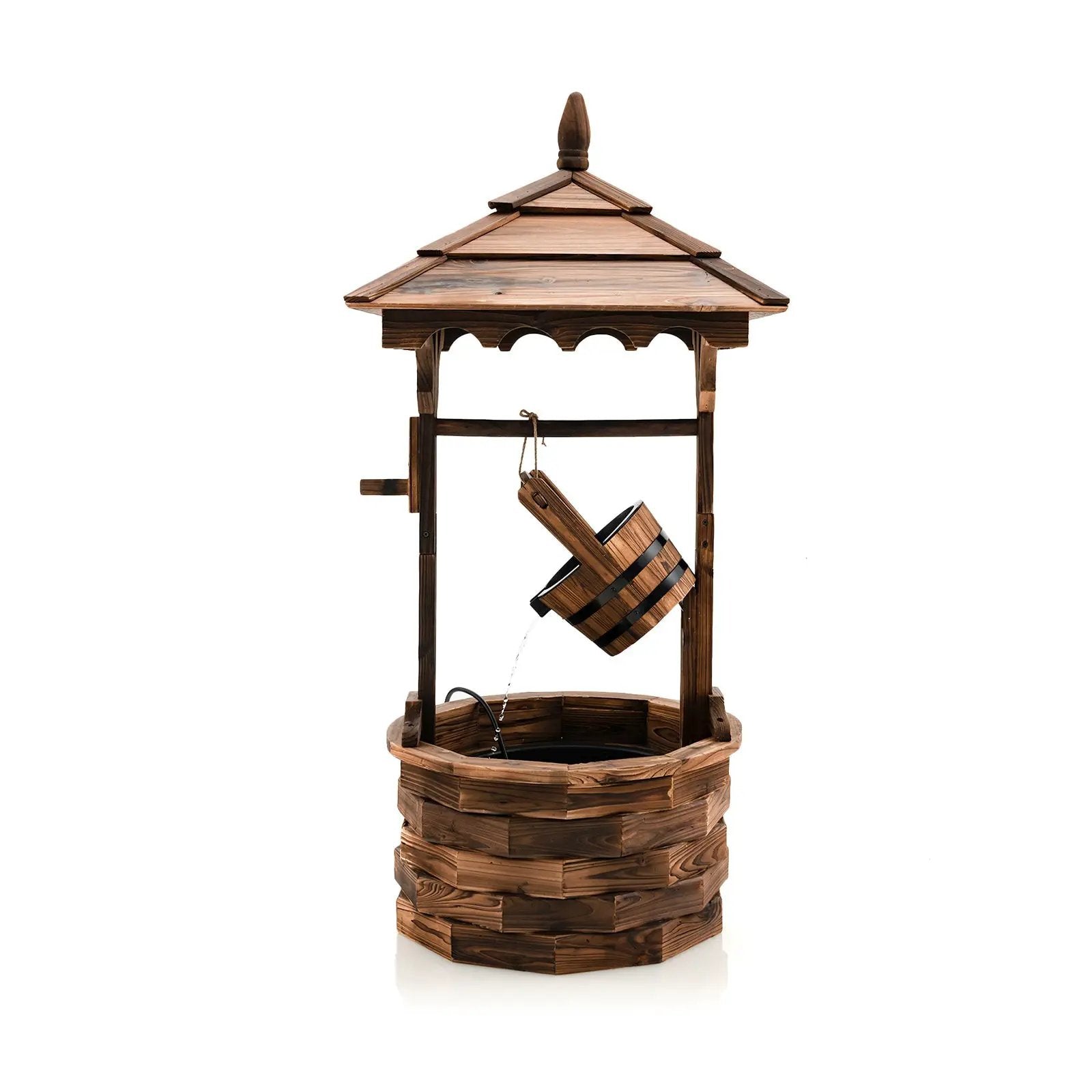 Patio Wooden Water Fountain with Electric Pump-Brown by DirectDeals