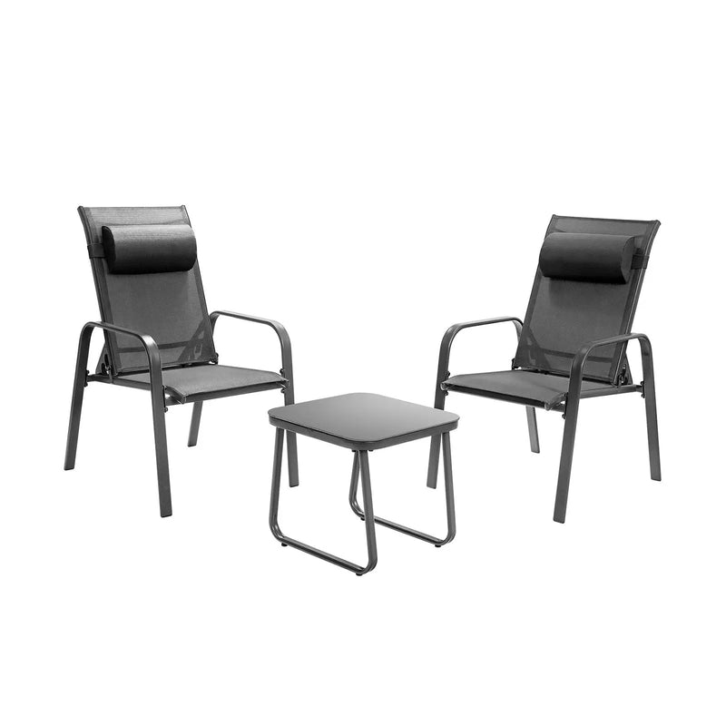 3 Pieces Patio Bistro Furniture Set with Adjustable Backrest by DirectDeals