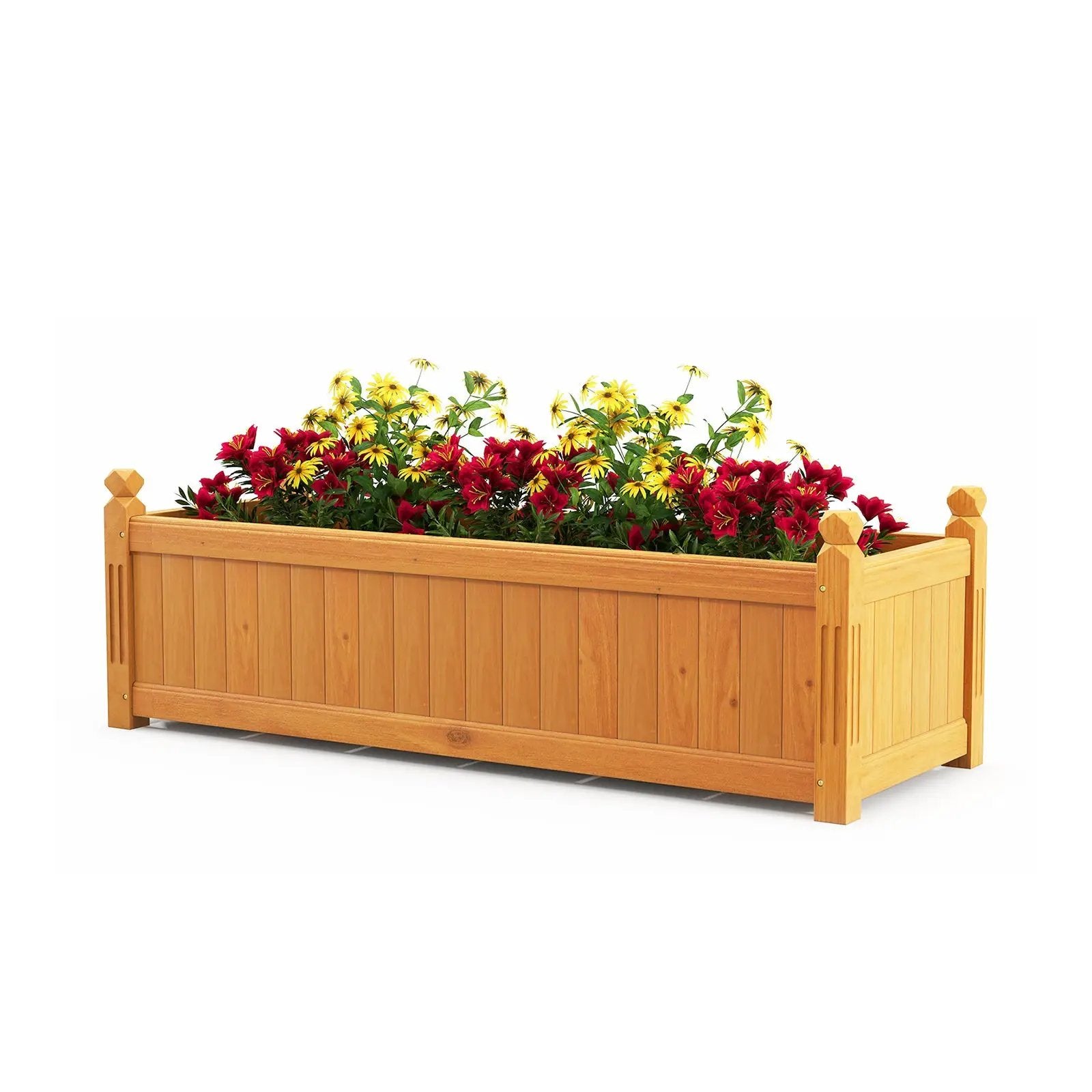 Wooden Rectangular Garden Bed with Drainage System-Natural by DirectDeals