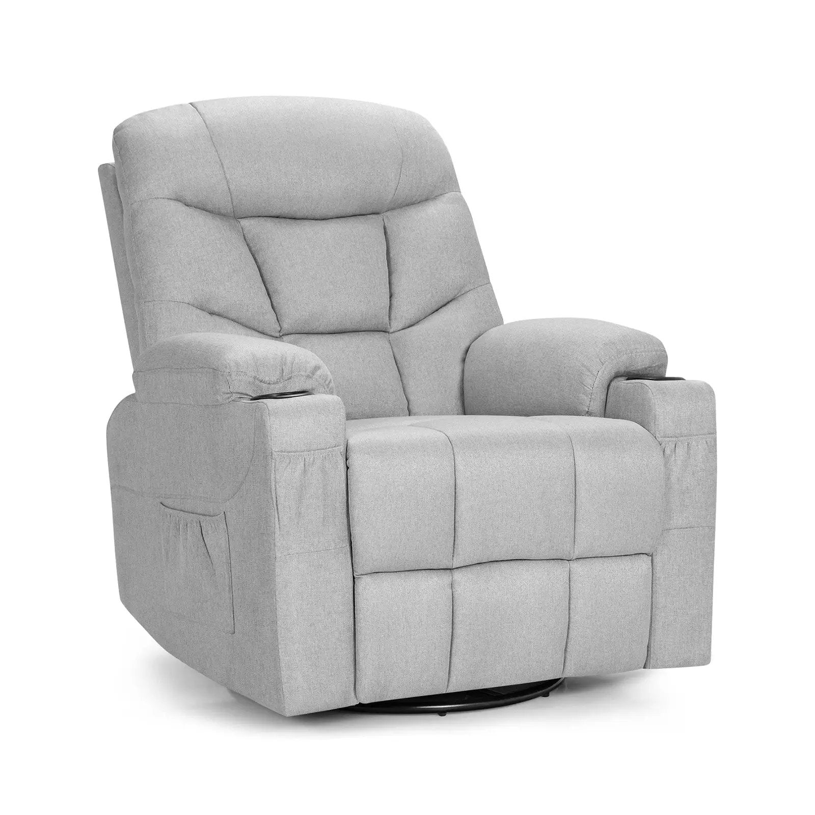Massage Rocking Recliner Chair with Heat and Vibration-Gray by DirectDeals