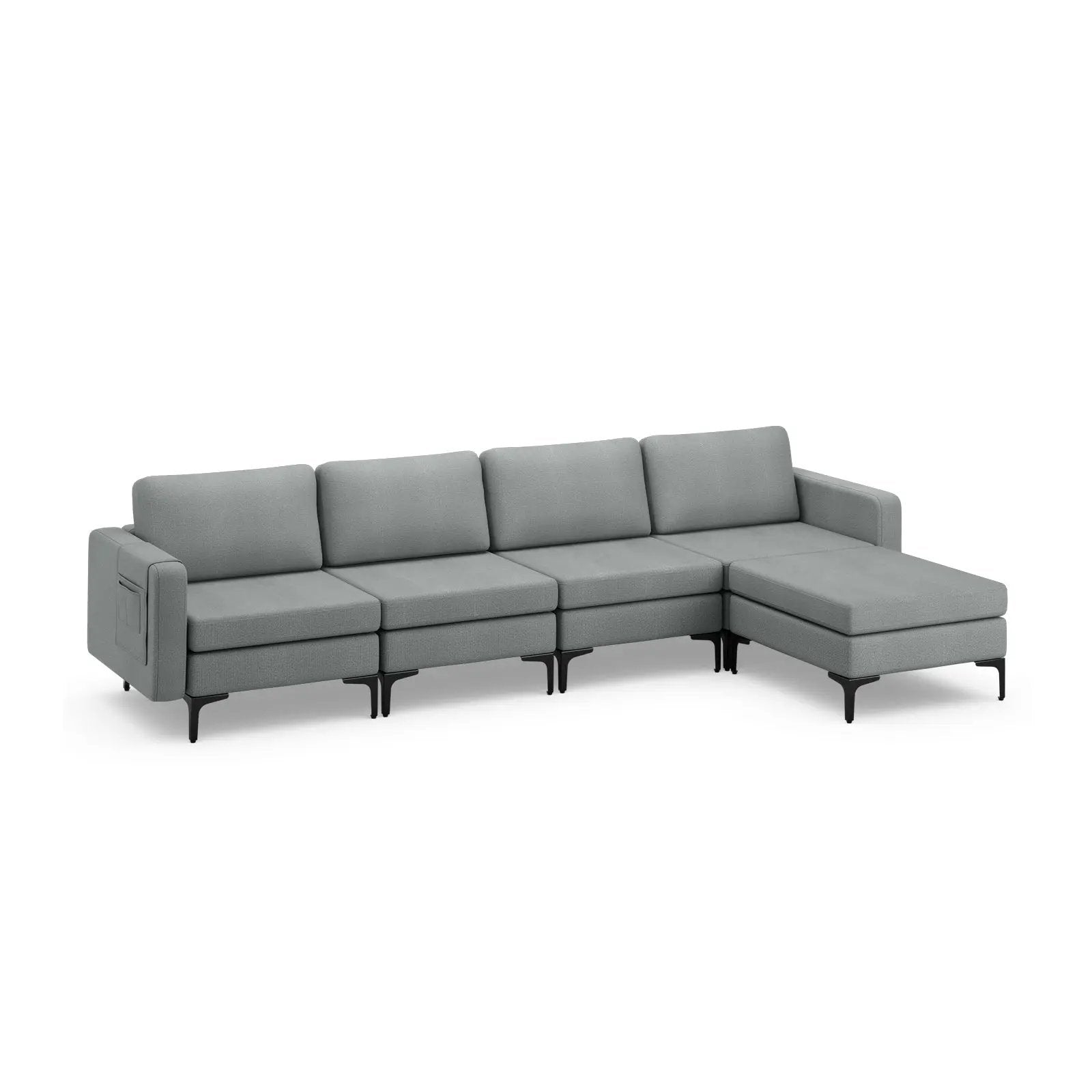 Modular L-shaped Sectional Sofa with Reversible Ottoman and 2 USB Ports by DirectDeals