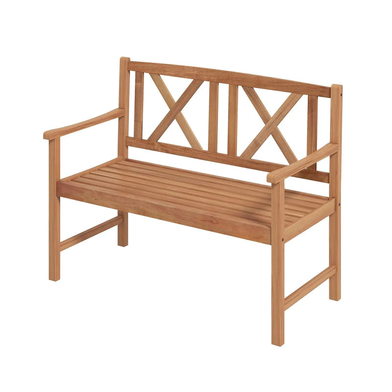2-Person Wood Outdoor Bench with Cozy Armrest and Backrest by DirectDeals
