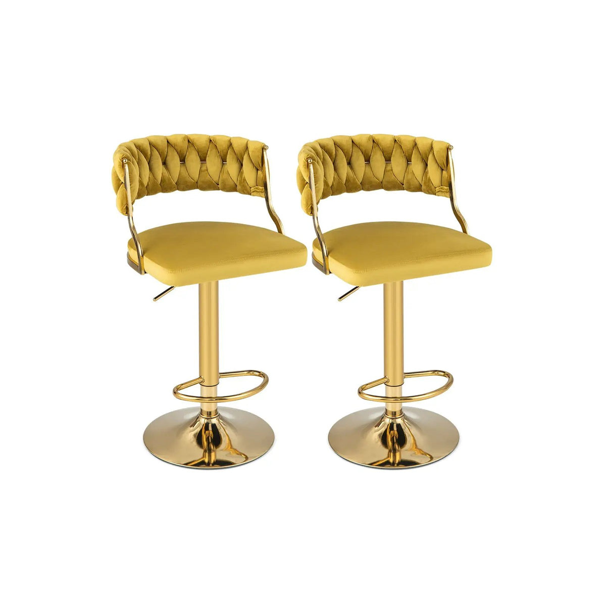 Swivel Barstool with Woven Back Set of 2 for Kitchen Island Cafe, photo 7 of 23