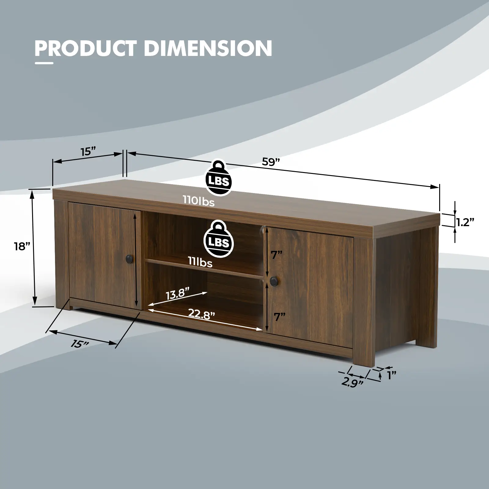 Classic Style TV Console Cabinet for 65-Inch TV with 2 Cable Management Holes by DirectDeals