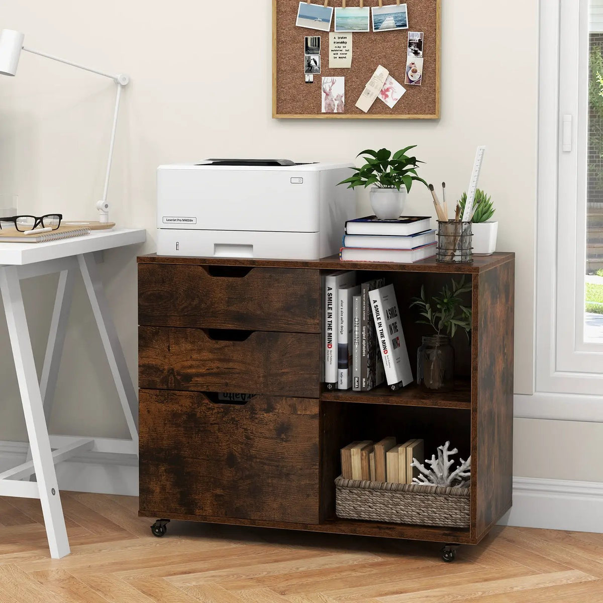 3-Drawer File Cabinet with Adjustable Shelf and Wheels for Letter, photo 2 of 10