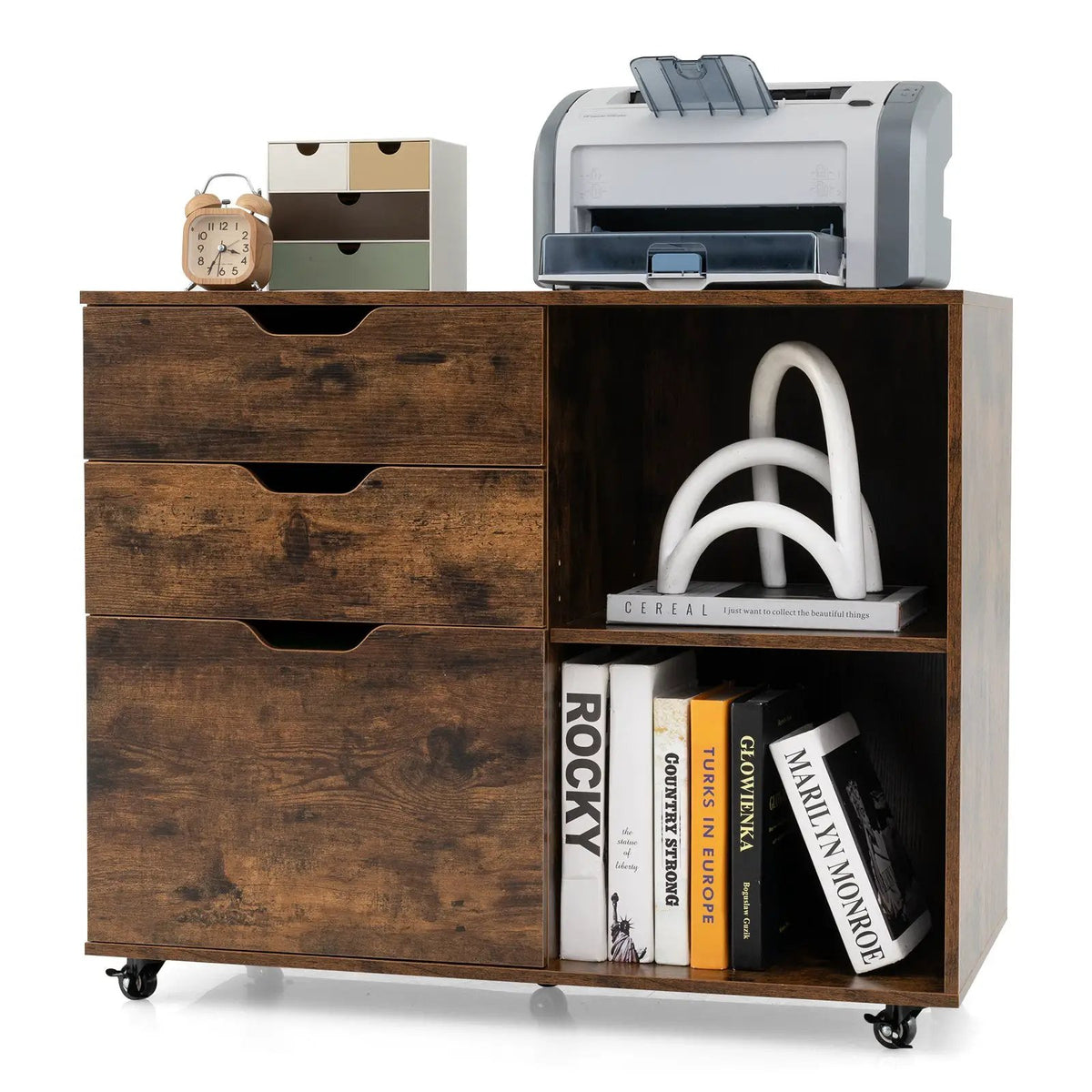 3-Drawer File Cabinet with Adjustable Shelf and Wheels for Letter, photo 4 of 10