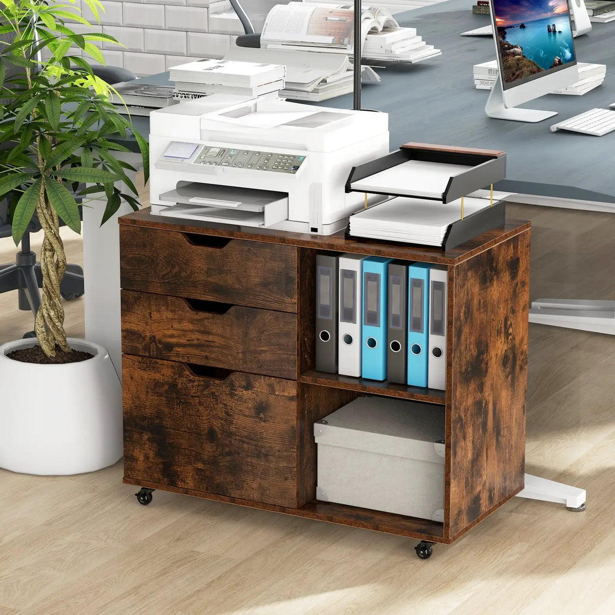 3-Drawer File Cabinet with Adjustable Shelf and Wheels for Letter, photo 6 of 10