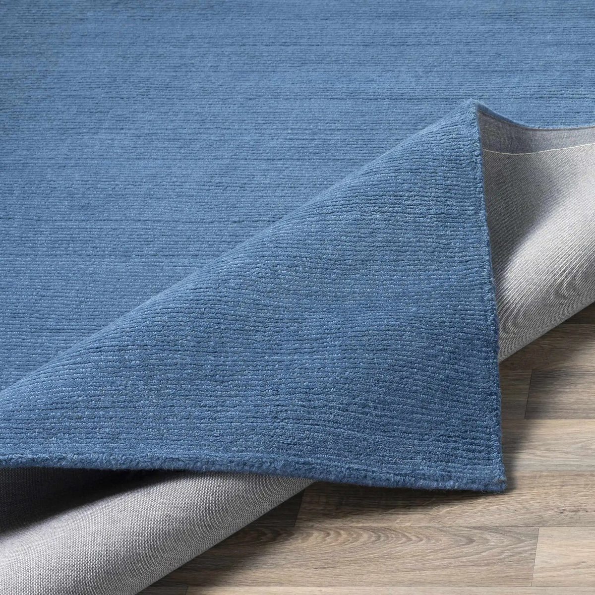 Brockton Solid Blue Wool Rug, photo 5 of 14