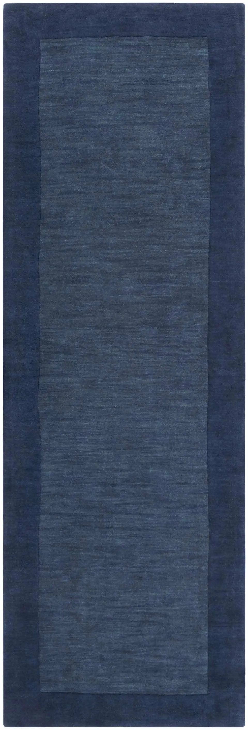 Bordered Solid Ink Blue Wool Rug by Boutique Rugs