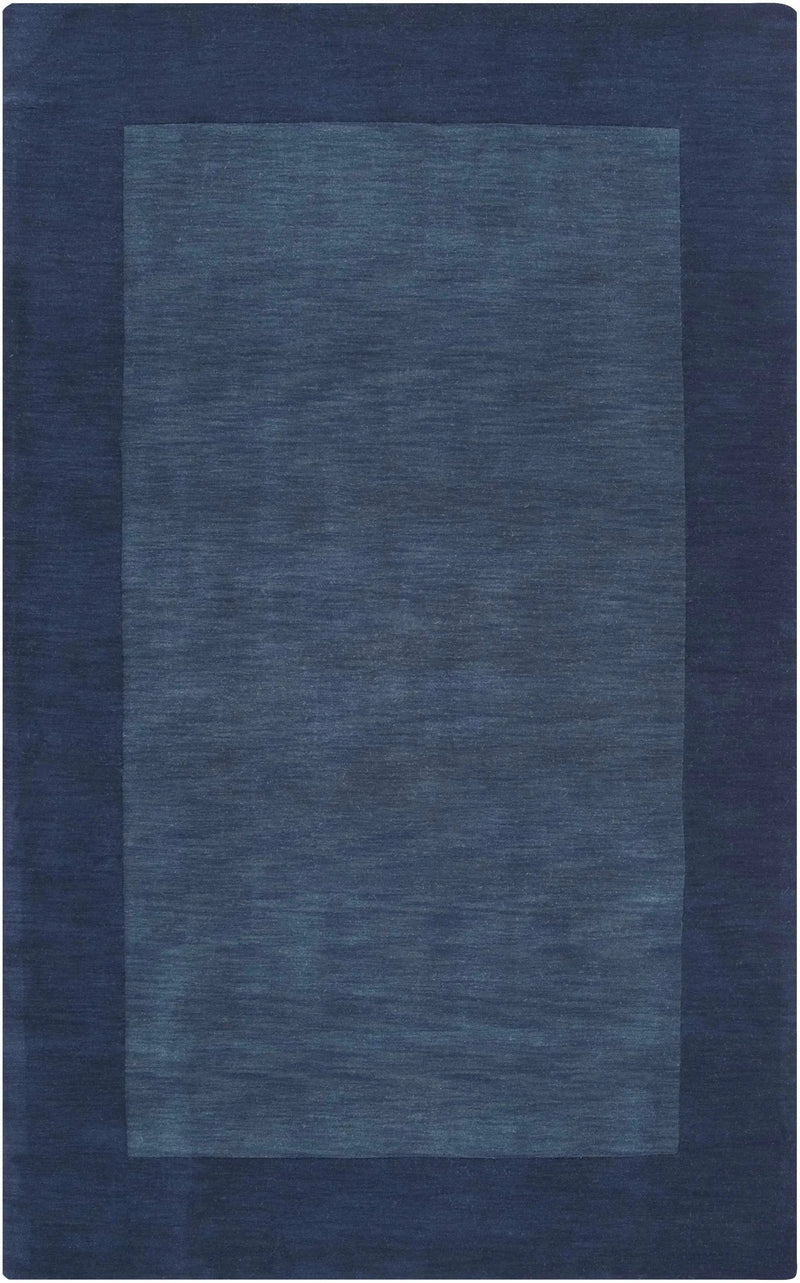 Bordered Solid Ink Blue Wool Rug by Boutique Rugs