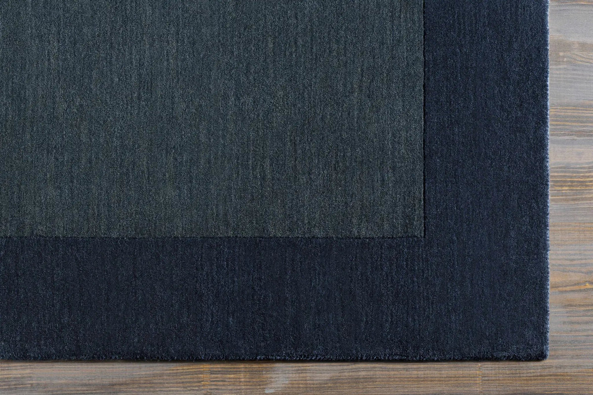 Bordered Solid Ink Blue Wool Rug, photo 12 of 18
