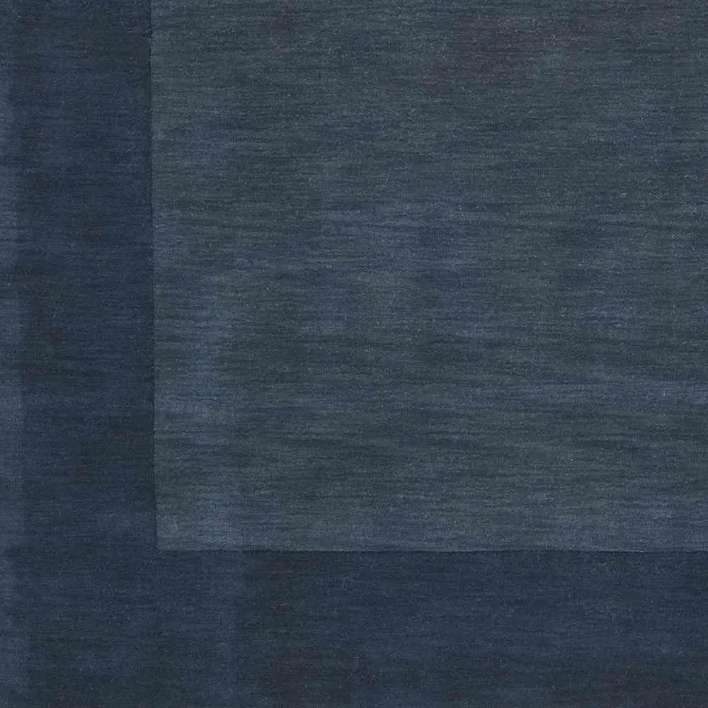 Bordered Solid Ink Blue Wool Rug by Boutique Rugs