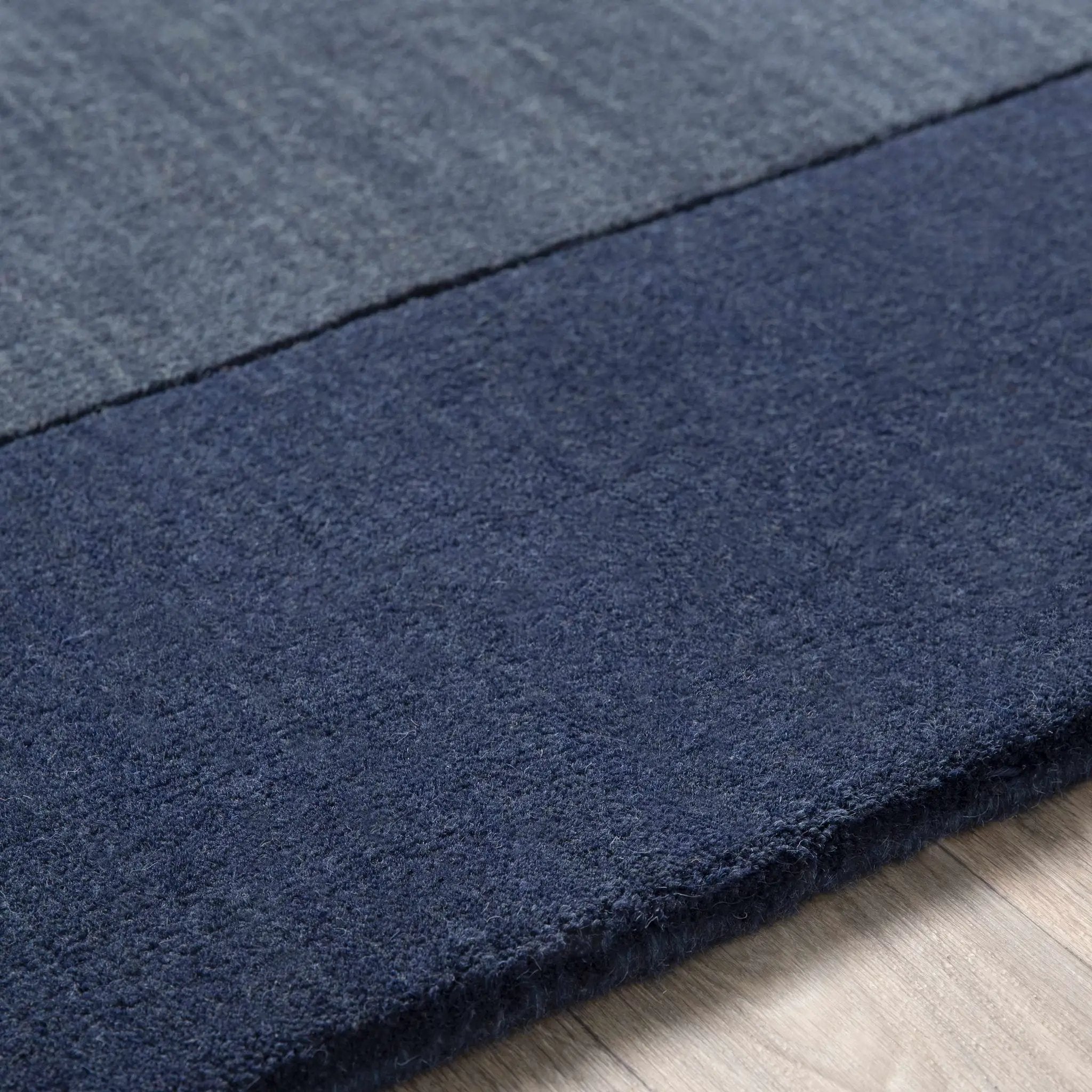 Bordered Solid Ink Blue Wool Rug by Boutique Rugs