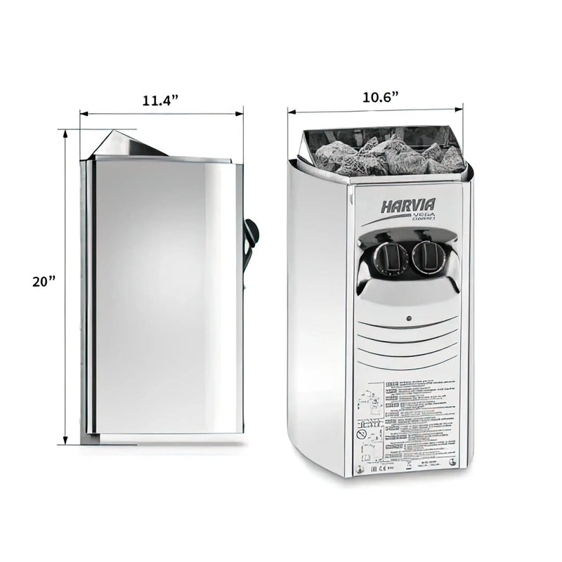 Harvia Vega Compact 3500 3.5KW Sauna Heater with Built-in Control - Finnish Sauna Builders by Finnish Sauna Builders