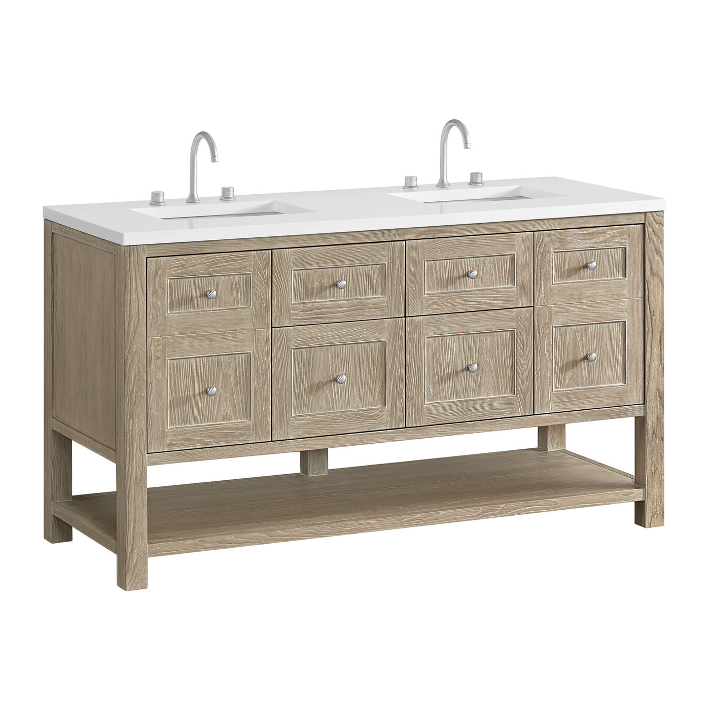 James Martin Breckenridge 60" Double Bathroom Vanity, Whitewashed Oak, view 36
