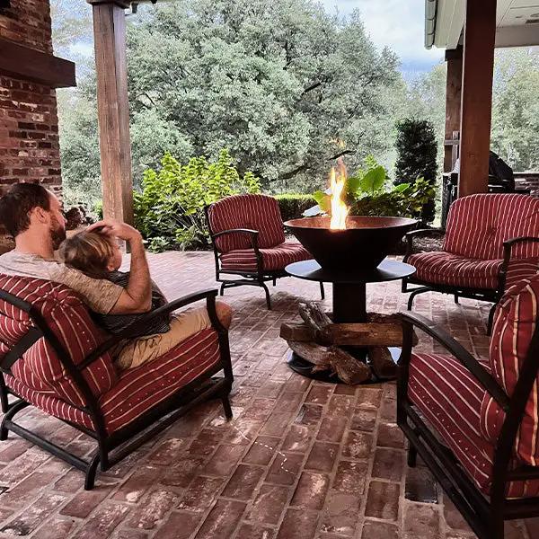 Outdoor Iron Pedestal Fire Bowl and Log Holder by Decor Steals