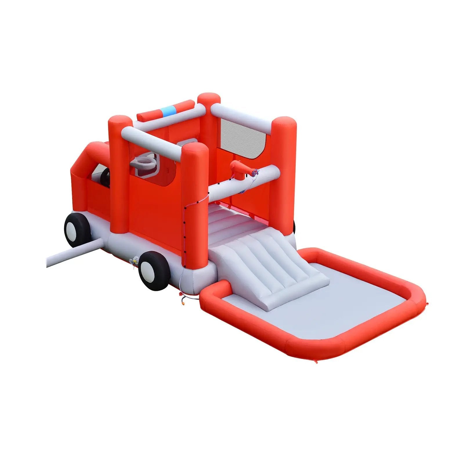 Fire Truck Themed Inflatable Castle Water Park Kids Bounce House without Blower by DirectDeals