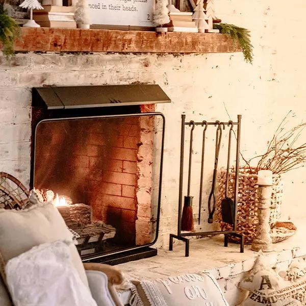 4 Piece Black Iron Fireplace Tool Set by Decor Steals