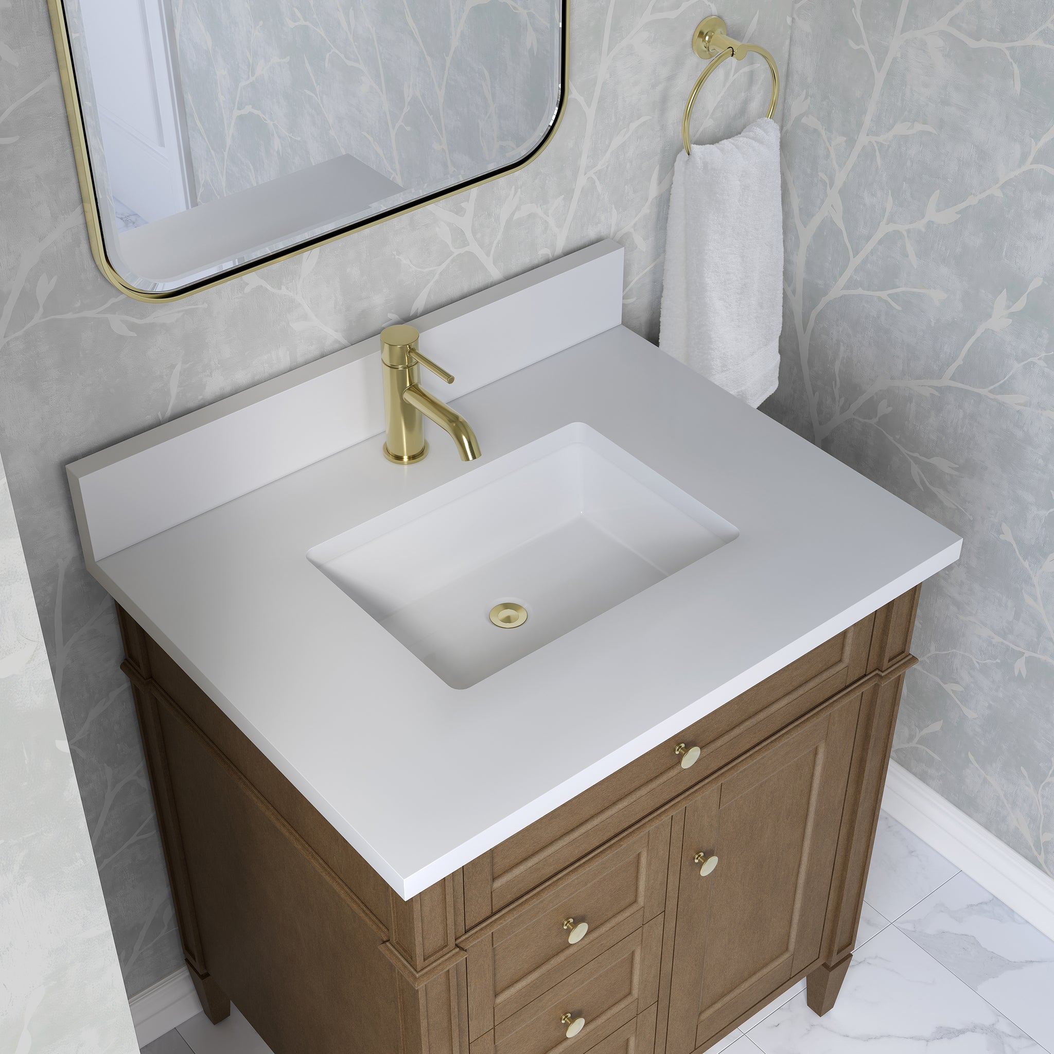 James Martin Brittany 30" Single Bathroom Vanity, Pecan, view 40