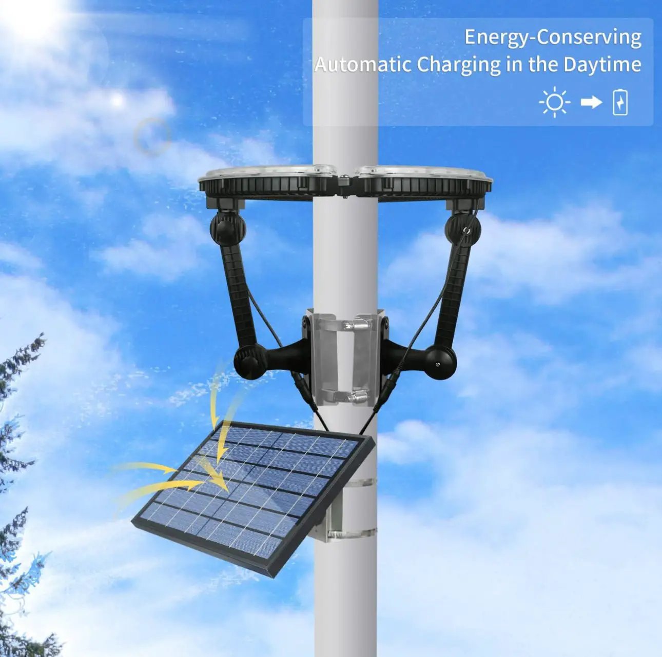 Flagpole Solar Light 4640 Lumen 12000mAh Rechargeable Battery Flag Pole Light Solar Powered 32 Brightest LED Outdoor Waterproof Fits Diameter 2-6 in Flagpoles Work up to 16 Hours Flag Lights by Outdoor Solar Outlet