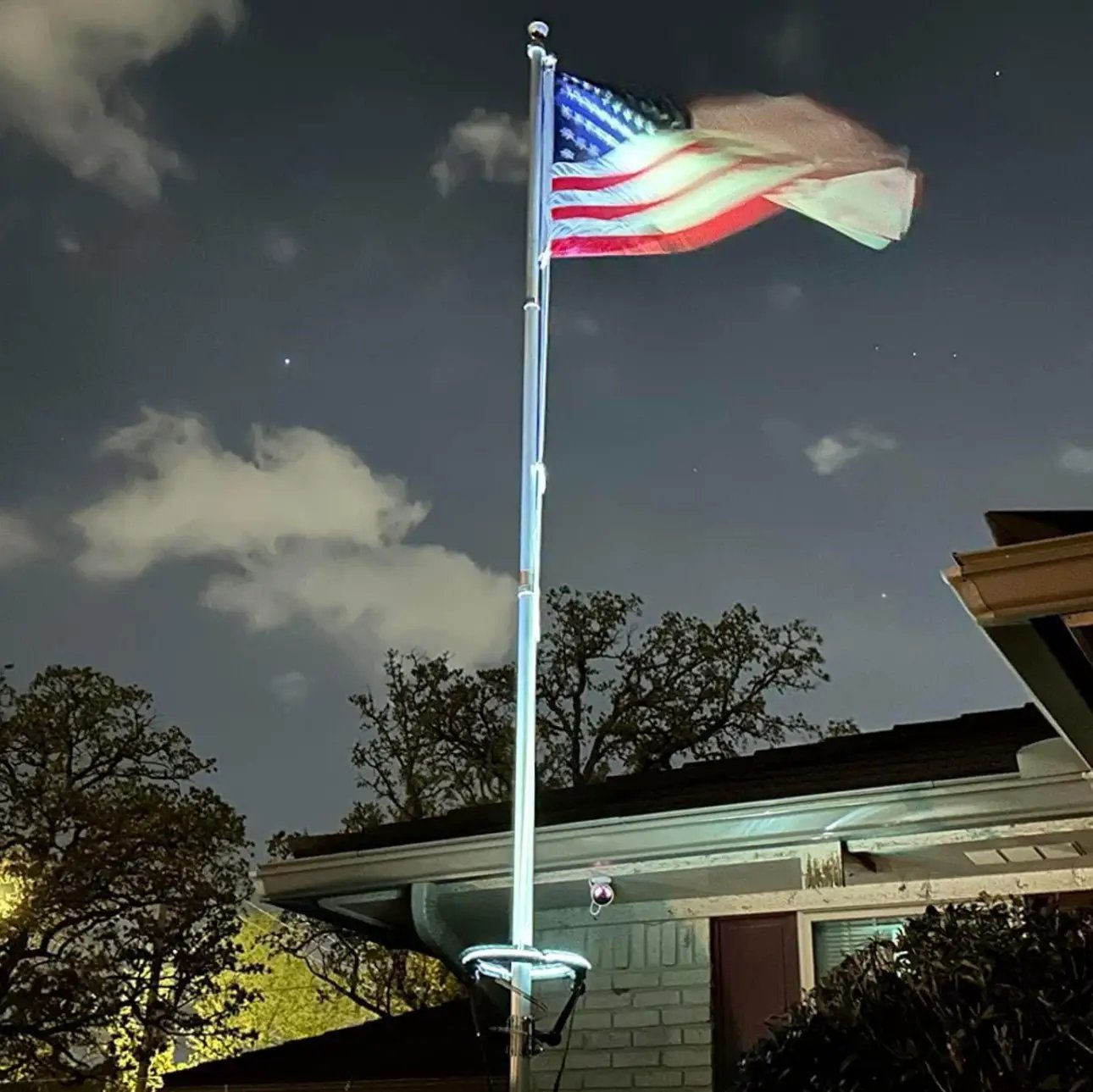Flagpole Solar Light 4640 Lumen 12000mAh Rechargeable Battery Flag Pole Light Solar Powered 32 Brightest LED Outdoor Waterproof Fits Diameter 2-6 in Flagpoles Work up to 16 Hours Flag Lights by Outdoor Solar Outlet