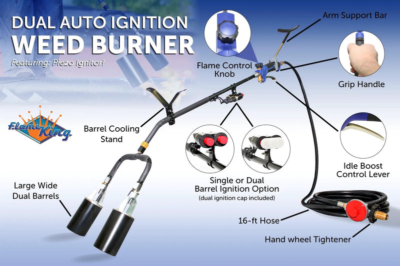 Flame King 500,000 BTU X 2 Torch Head Dual Propane Weed Burner Torch by Flame King Products